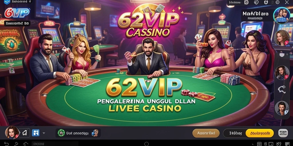 Tampilan permainan Live Casino yang mendebarkan di 62VIP.