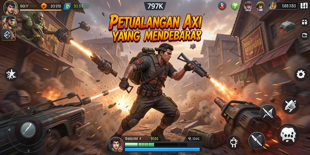 Tangkapan layar menunjukkan aksi seru dalam permainan 797K.