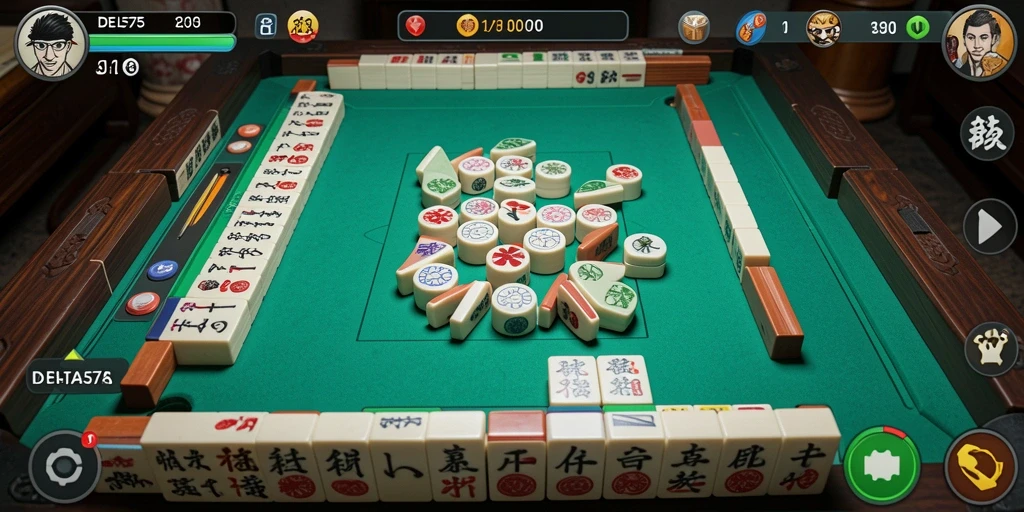 Tampilan gameplay seru dari DELTA575 yang menampilkan papan Mahjong.