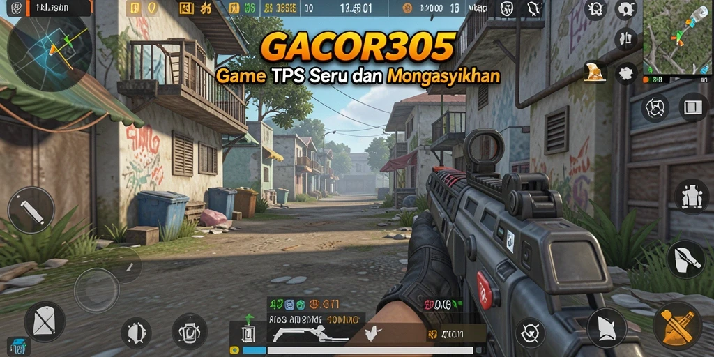 GACOR305 menampilkan aksi pertempuran intens di gameplay TPS.