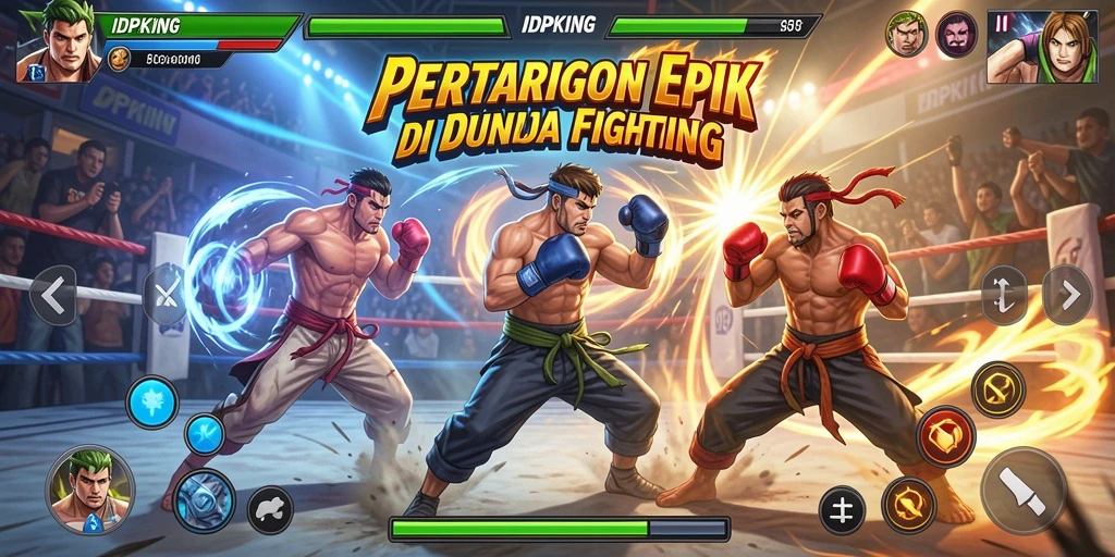 Tampilan pertarungan seru dalam IDPKING dengan gerakan dinamis.