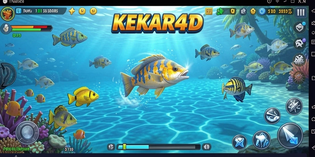 Screenshot permainan KEKAR4D menampilkan serunya menangkap ikan.