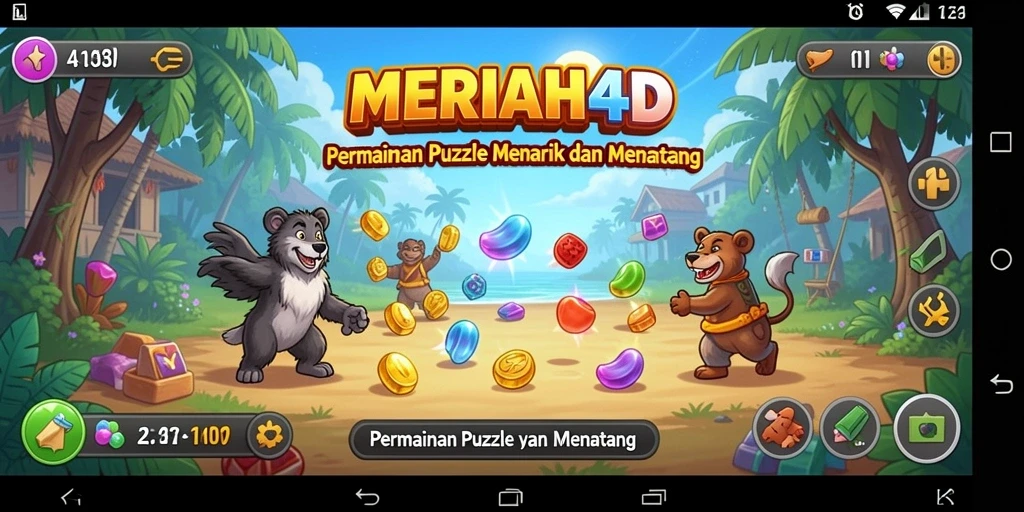 Tampilan screenshot utama MERIAH4D menampilkan gameplay Puzzle yang seru.
