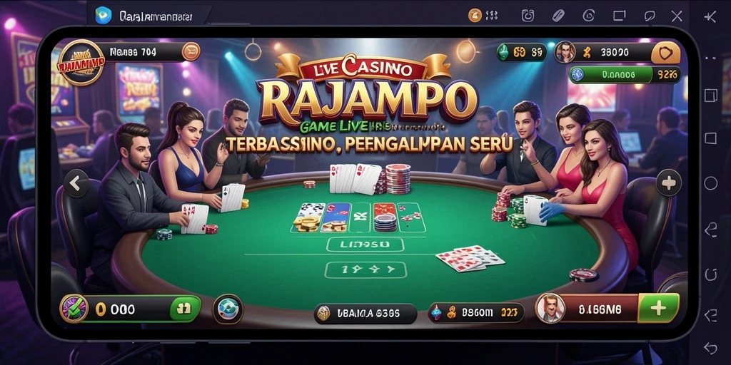 Tampilan gameplay seru dari RAJAMPO dengan dealer langsung.