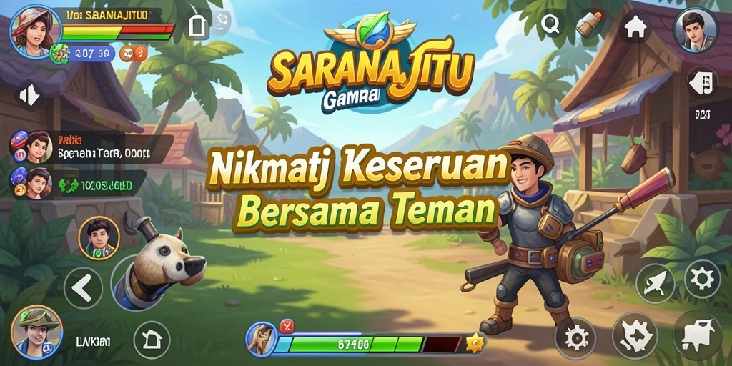 Tampilan gameplay SARANAJITU yang ceria dan menarik.
