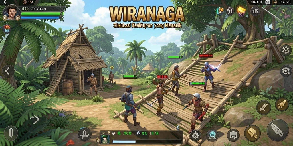 Screenshot gameplay <strong>WIRANAGA</strong> menampilkan interaksi dinamis dan grafis yang menawan.